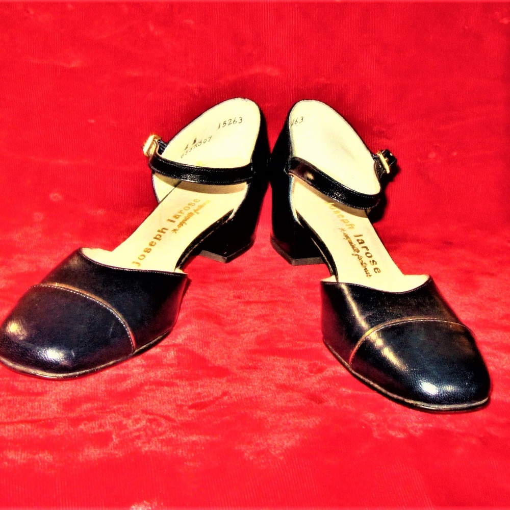 NOS JOSEPH LAROSE NAVY MARY JANE'S TRIMMED IN GOLD